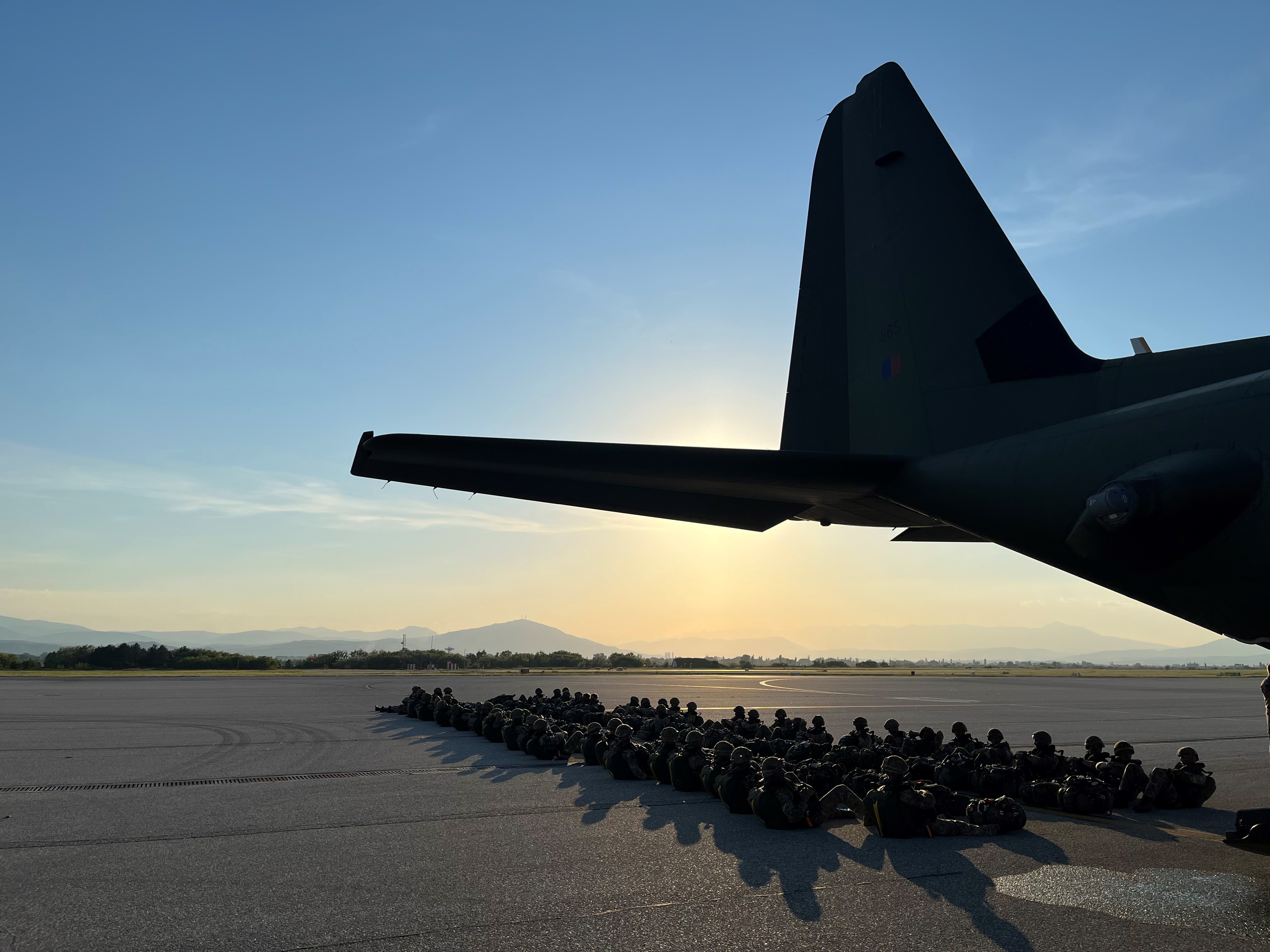 Tail end of RAF Hercules on the airfield.